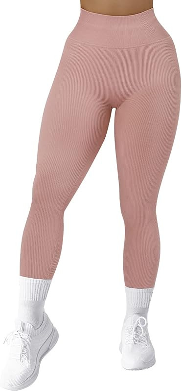 SUUKSESS Women Ribbed Seamless Leggings High Waisted Workout Gym Yoga Pants | Amazon (US)
