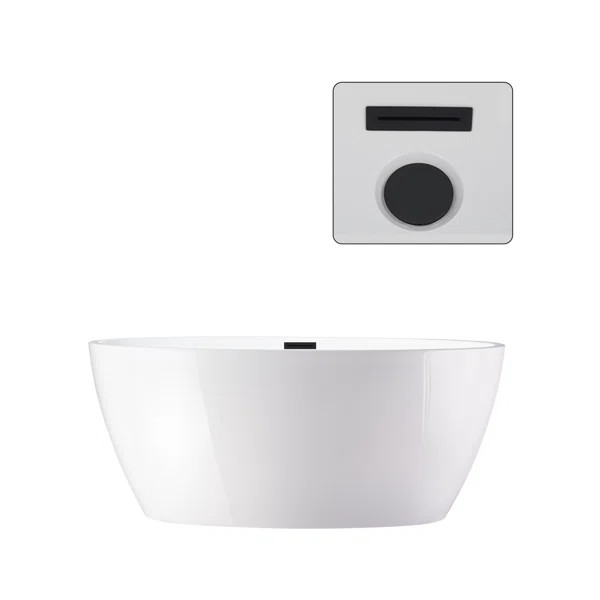 VA6834-MB-S Sophia 55.1'' x 31.9'' Freestanding Soaking Acrylic Bathtub | Wayfair North America