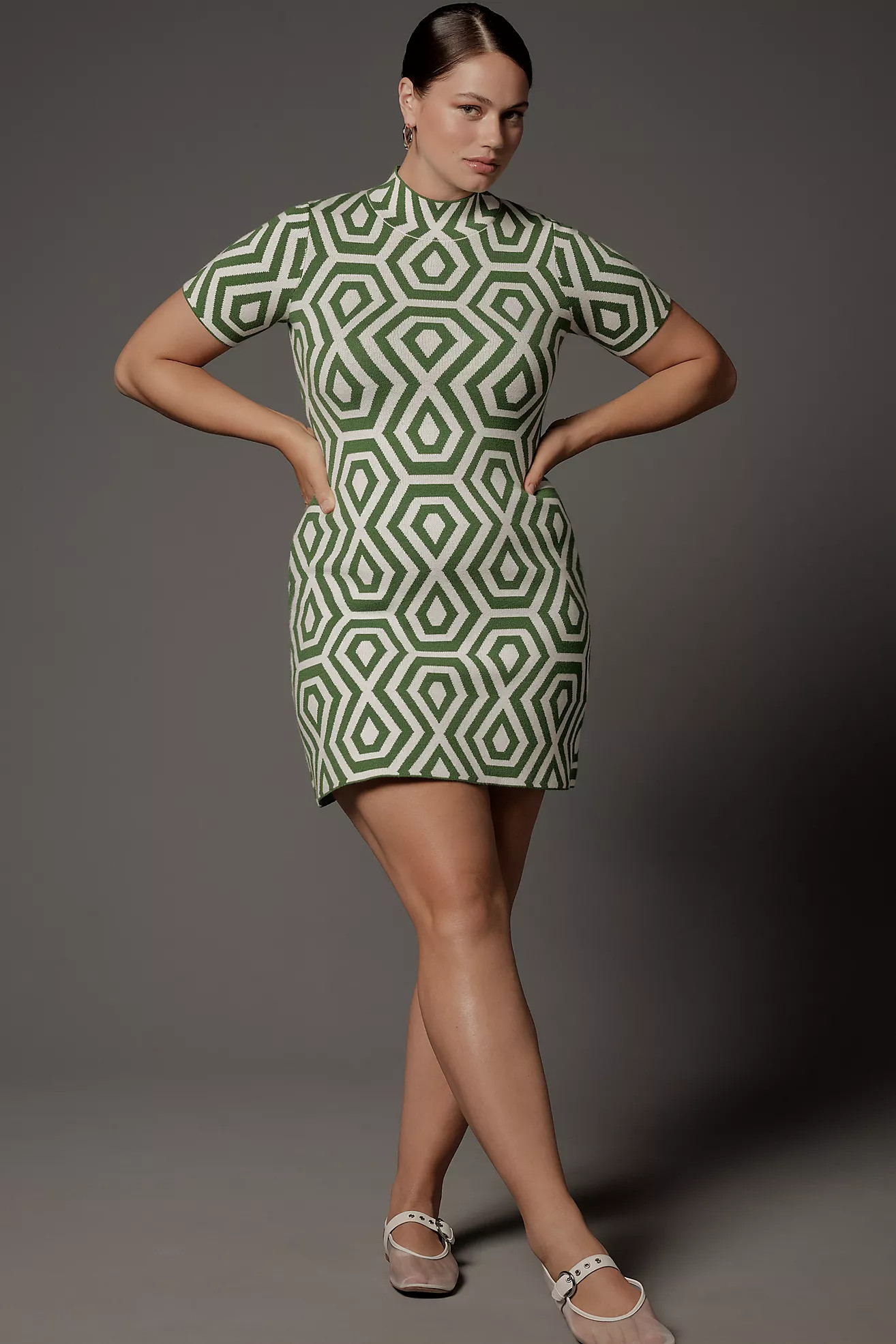 The Nina Short-Sleeve Mock-Neck Mod Mini Dress | Anthropologie (US)