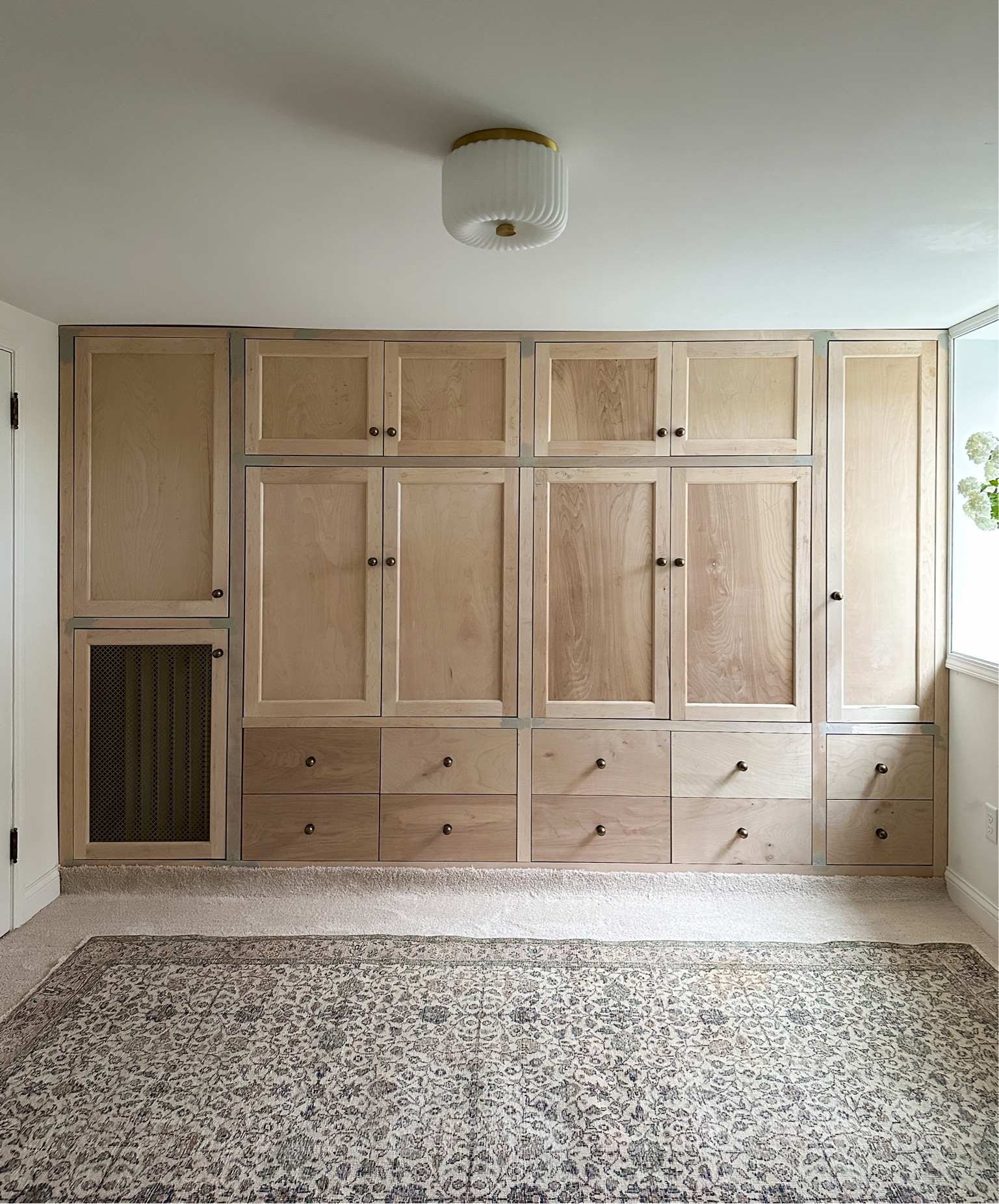 DIY Murphy bed + built-in cabinets can be found on my blog patticakewagner.com and search “murphy bed”. Linking the murphy bed kit, flush mount lighting and antique brass knobs here. Rug is vintage. *hardware, guest bedroomm

#LTKhome