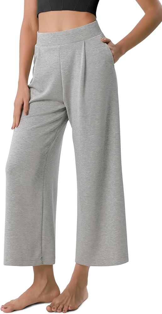 ODODOS Modal Soft Wide Leg Cropped Pants for Women High Waist Casual Relaxed Pants with Pockets-2... | Amazon (US)