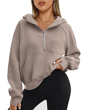 AUTOMET Half Zip Sweatshirts Cropped Hoodies Fleece Jackets Womens Quarter Zip Up Pullover Fall O... | Amazon (US)