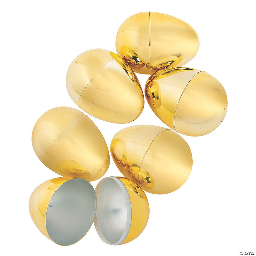 4 1/2" Metallic Gold Plastic Easter Eggs - 6 Pc. | Oriental Trading Company