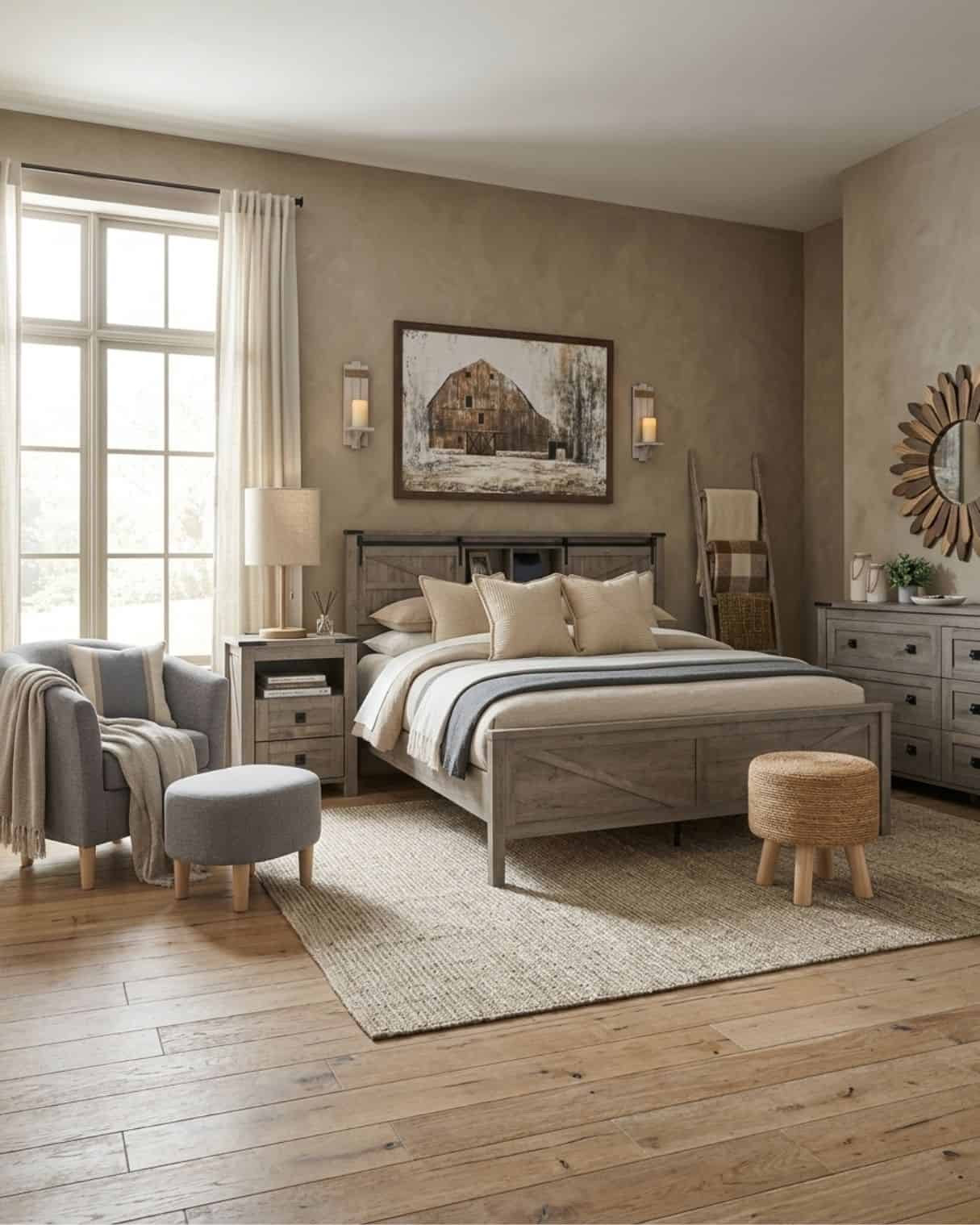 Rustic farmhouse master bedroom design idea!

The mood board features furniture & decor from Amazon. The image is an approximation of how this mood board design could look in a home

#LTKHome