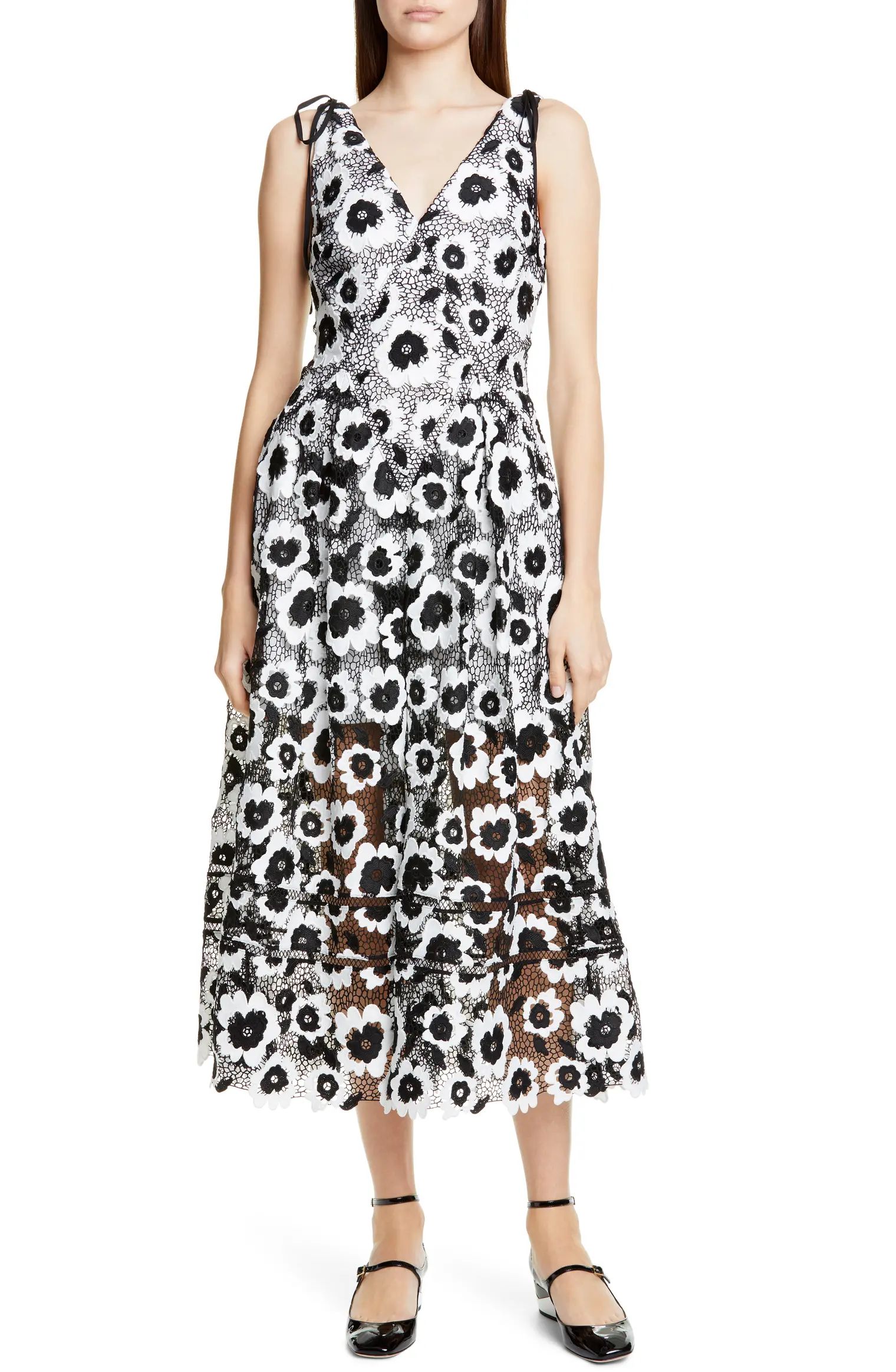 Abstract Floral Guipure Lace Midi Dress | Nordstrom