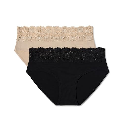 Pact Organic Cotton Women's Lace Waist Brief Underwear, 2 Pack at Amazon Women’s Clothing store | Amazon (US)