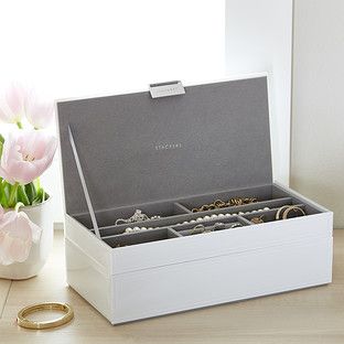 White Glass Stackers Jewelry Box | The Container Store