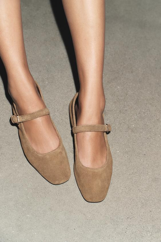 SUEDE BALLET FLATS | Zara US
