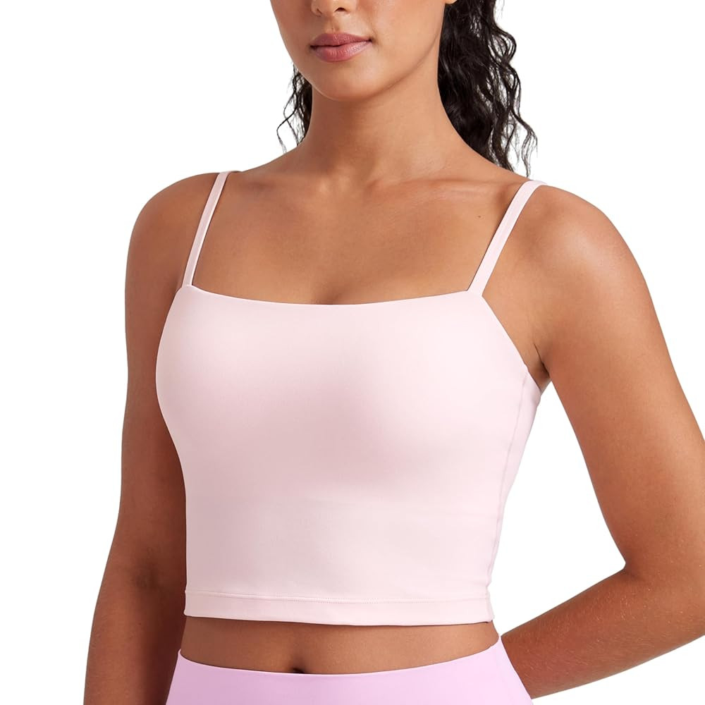 CRZ YOGA Butterluxe Cami Longline Sports Bras for Women - Square Neck Adjustable Padded Workout C... | Amazon (US)