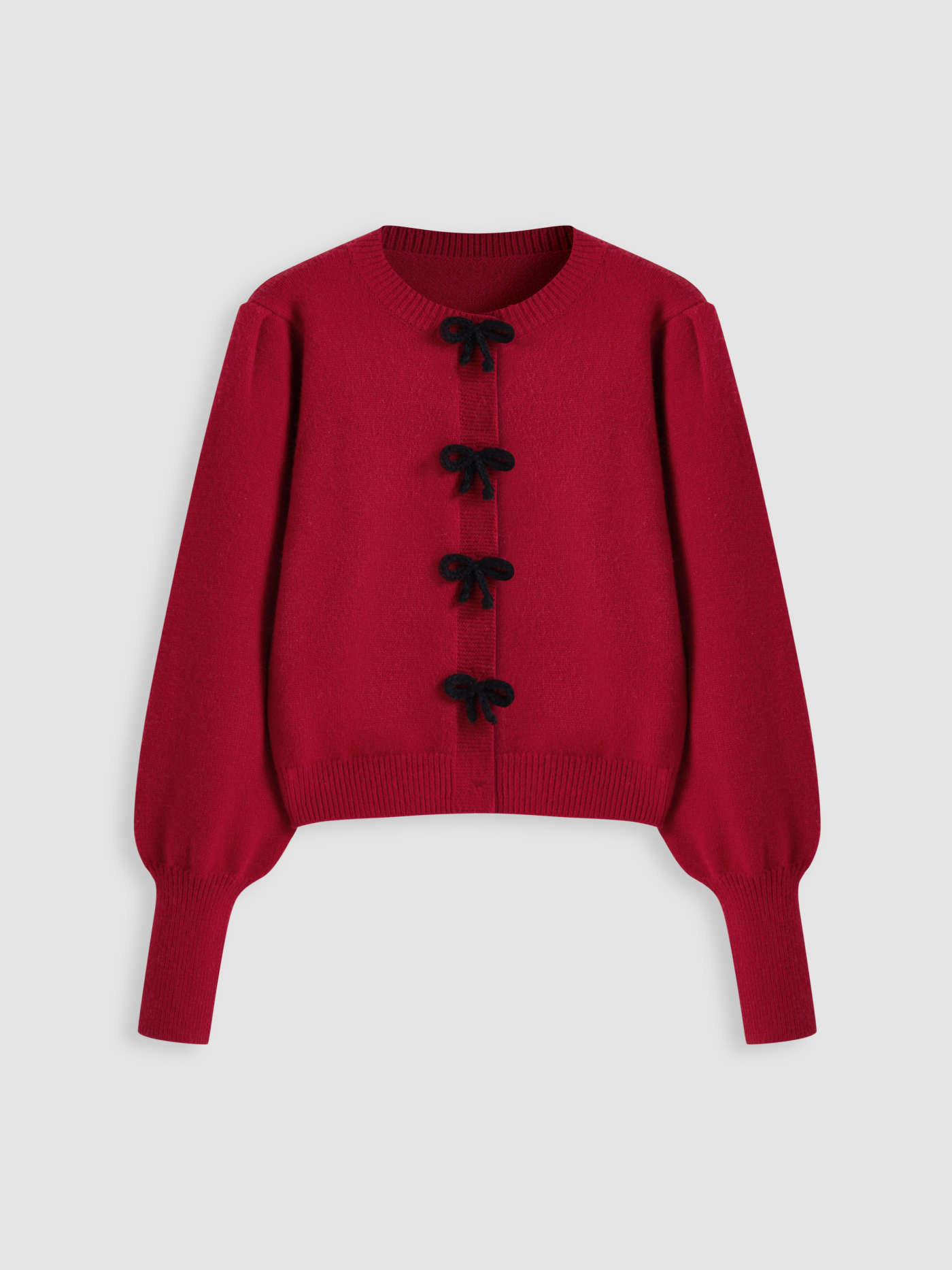 Knit Round Neckline Bowknot Cardigan | Cider