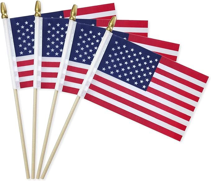 Lapogy American Handheld Flags,4th of July Decoration Wooden on Stick Flags 6x4'',12 PCS USA Nati... | Amazon (US)