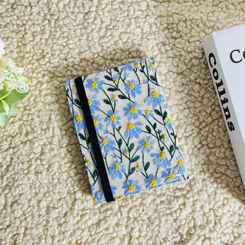 Embroidered blue daisy gray fabric Kindle case,Kindle 6" 2024, Kindle Paperwhite 12th Gen case,Pa... | Etsy (US)