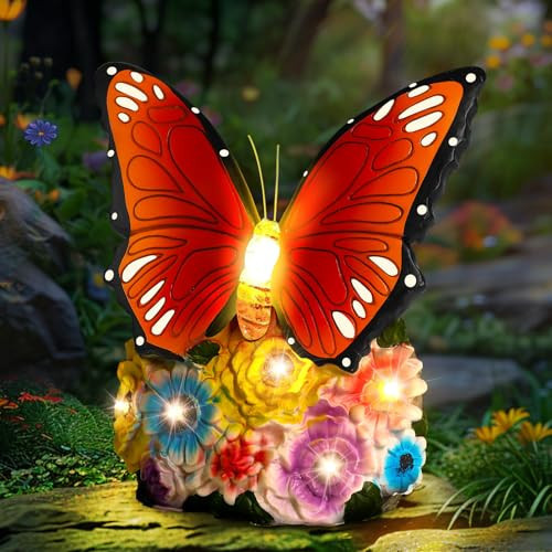 Linkax Mothers Day Mom Gifts for Mothers Wife Daughter, Solar Butterfly Lights Garden Decor, Outdoor Figurine for Outside Yard Patio Home House, Gardening Birthday Easter Gift for Adults Women Grandma | Amazon (US)
