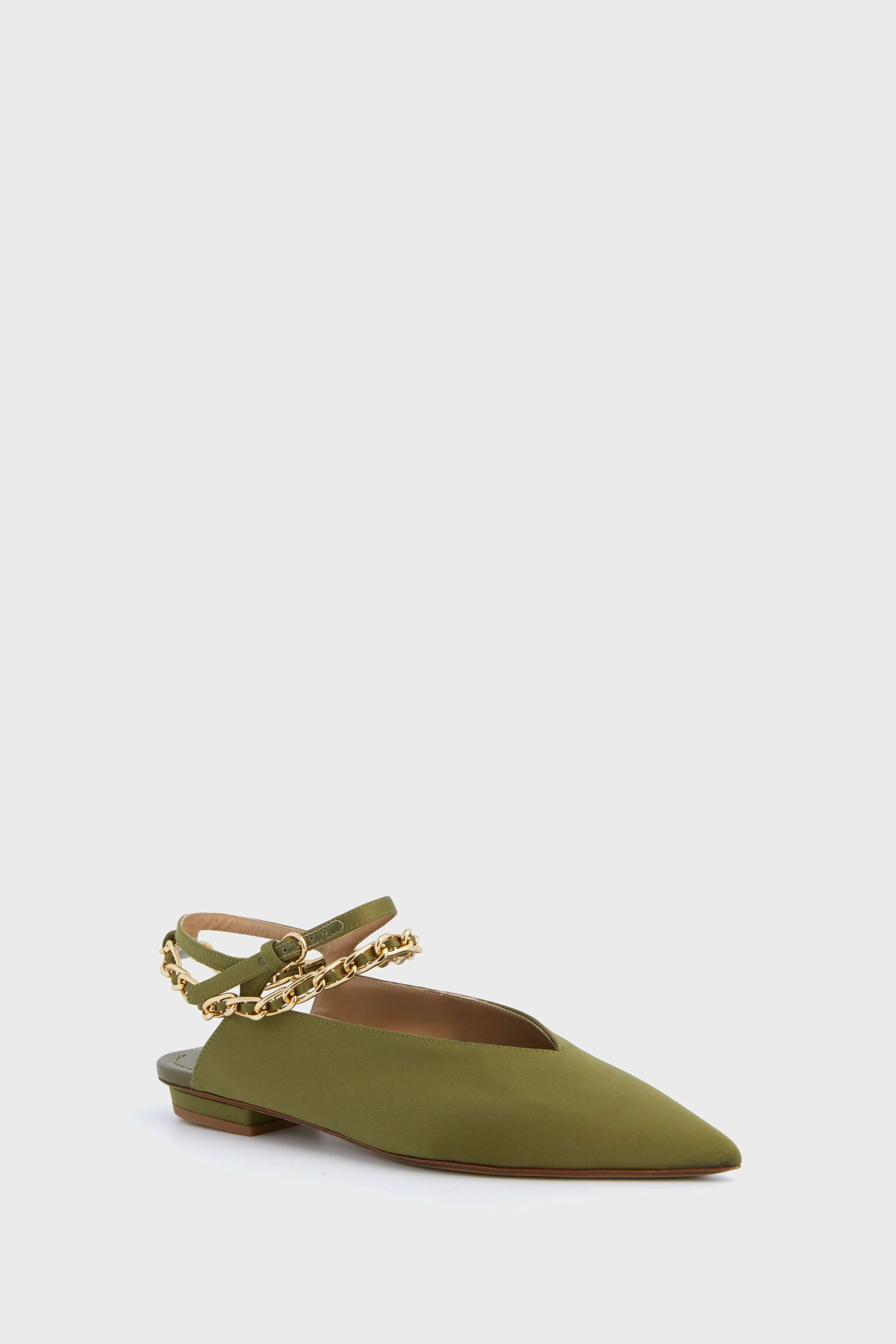 Dark Green Pointed Flats with Chain | Tuckernuck (US)