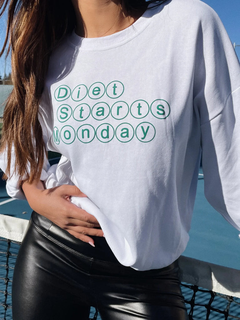 AS SEEN ON WHITNEY RIFE!! “Diet Starts Monday" Graphic Sweatshirt | Glitzy Bella