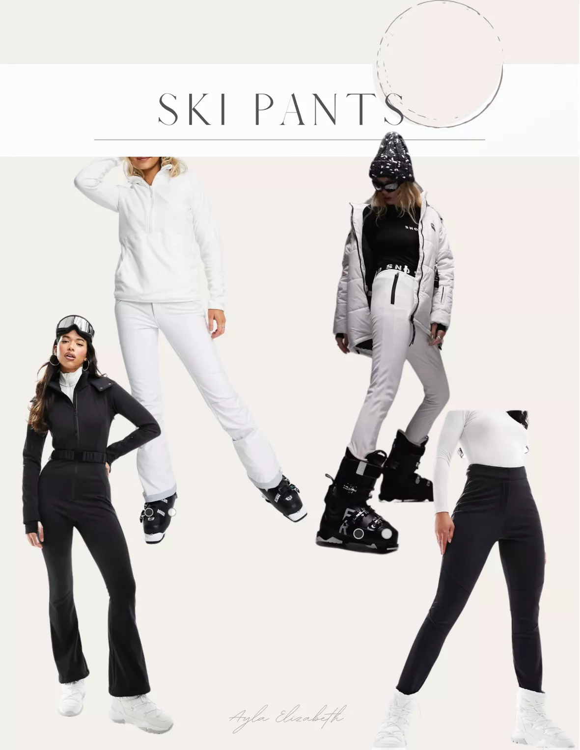 Topshop Sno stretch slim leg ski pants with stirrups in ecru