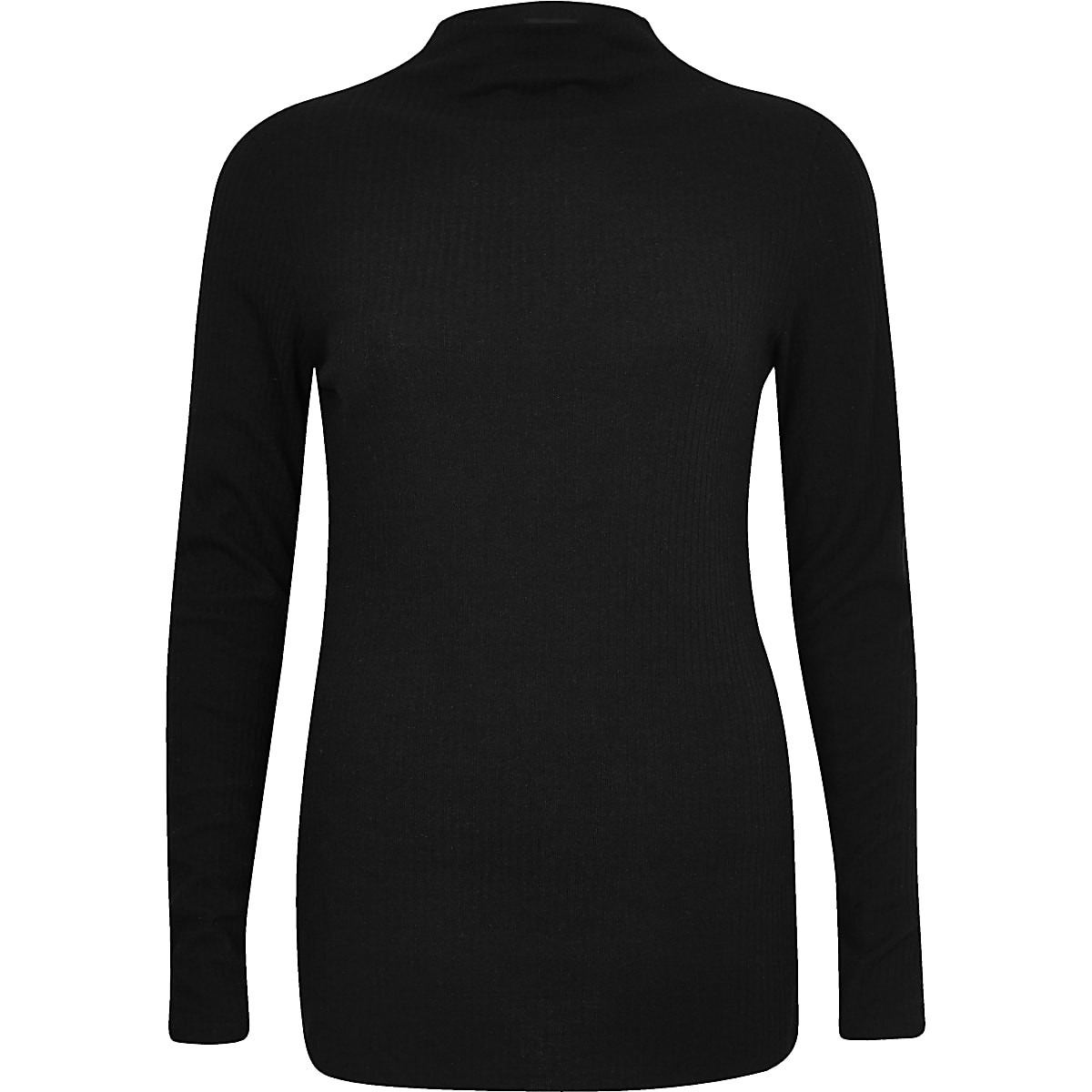 Black brushed rib high neck top | River Island (UK & IE)