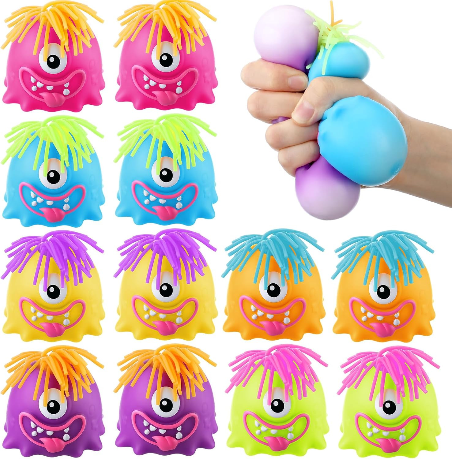 Meooeck 12 Pcs Fun Monster Stress Balls for Adults Monster Squeeze Fidget Mini Stretchy Balls for... | Amazon (US)