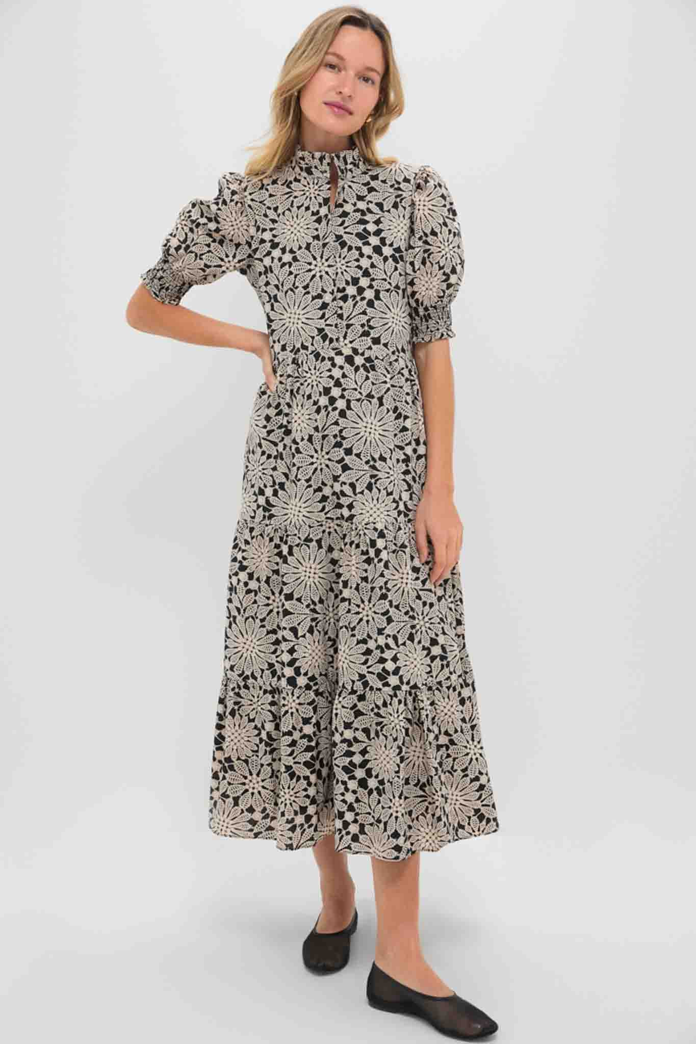 Black & Tan Printed Floral Bennett Midi Dress | Tuckernuck (US)