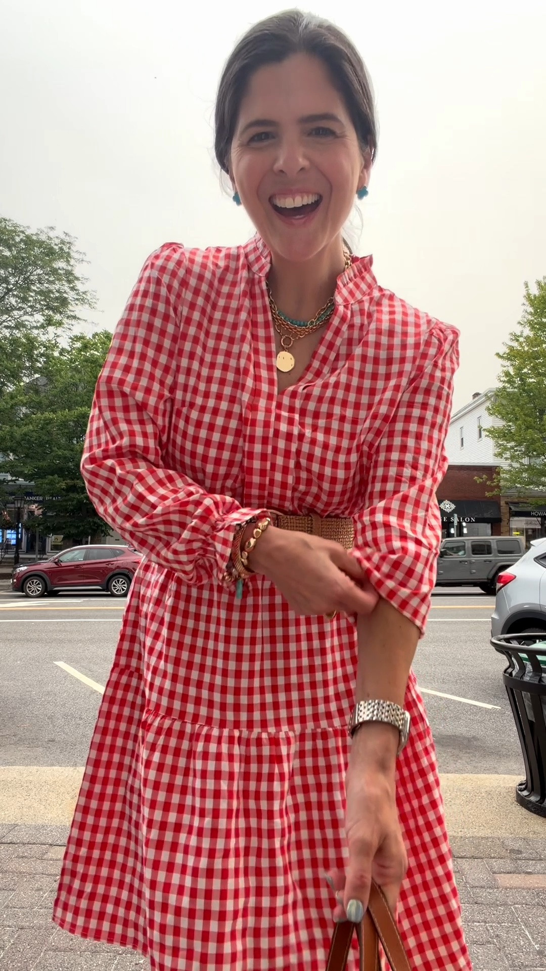 This red gingham dress from Amazon is the perfect light and easy dress for summer! I love the light fabric and ruched at the cuff sleeve - it’s perfect for the AC in a restaurant and easy to push up to your elbow. #ootd #summerstyle #gingham #summerdress

#LTKootd