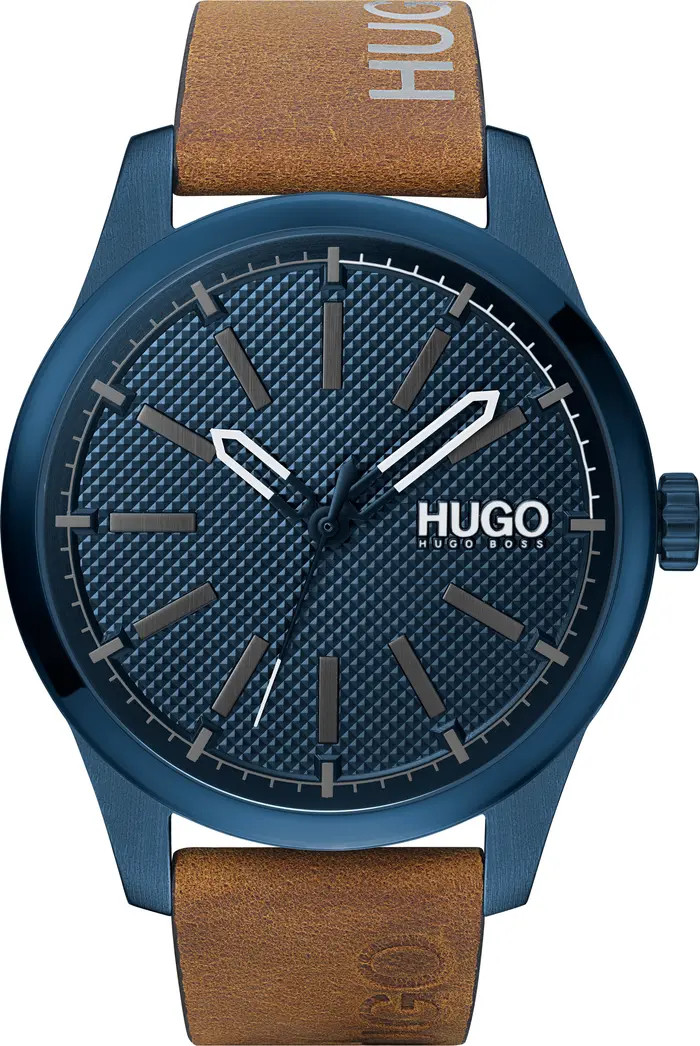 BOSS Invent Leather Strap Watch, 46mm | Nordstrom | Nordstrom