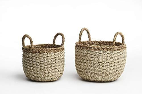 Fab Habitat Seagrass Storage Basket Set - Wicker Pattern Baskets, Strong Handles - Organizer for ... | Amazon (US)