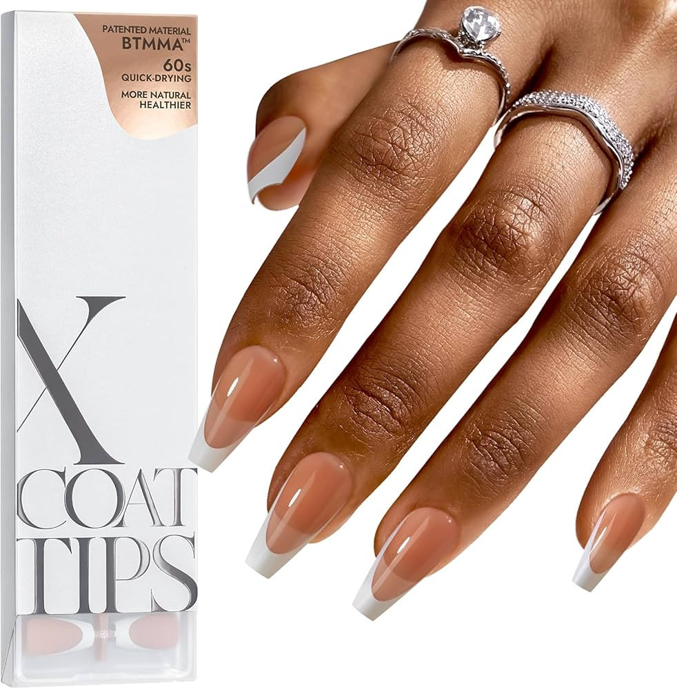 BTArtboxnails French Tip Gel Nails - XCOATTIPS Modern French Tip Press On Nails Medium, Brown Cof... | Amazon (US)