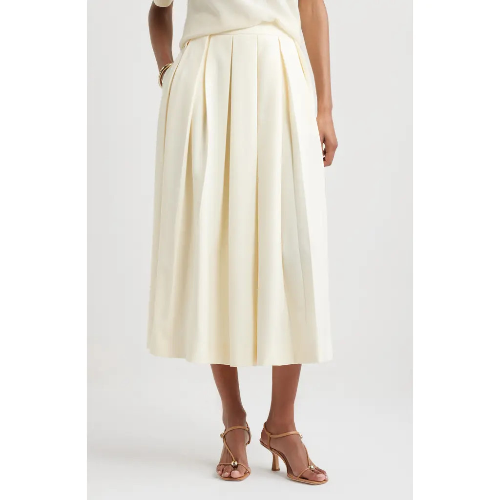 Nordstrom Pleated Midi Skirt in Yellow Pale at Nordstrom Rack, Size X-Small | Nordstrom Rack