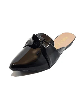 Mule Sapatilha Feminina - Verniz Preto - Enfeite De Nó | Dafiti (BR)