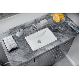 Rectangular Glazed Ceramic Undermount Bathroom Vanity Sink in White | The Home Depot