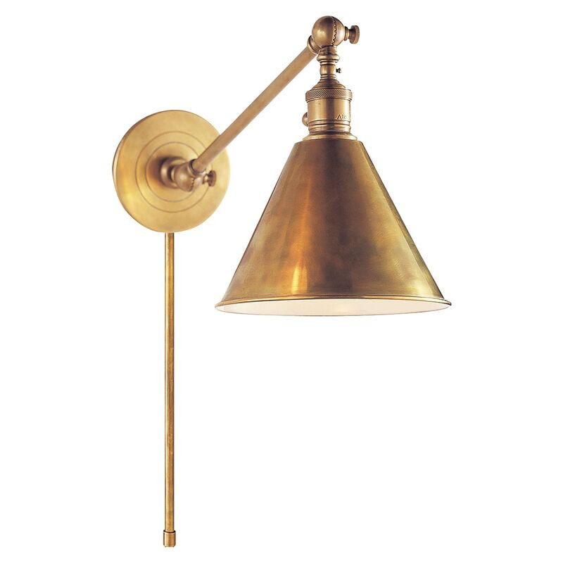 Boston Single Arm Library Light, Antique Brass | One Kings Lane