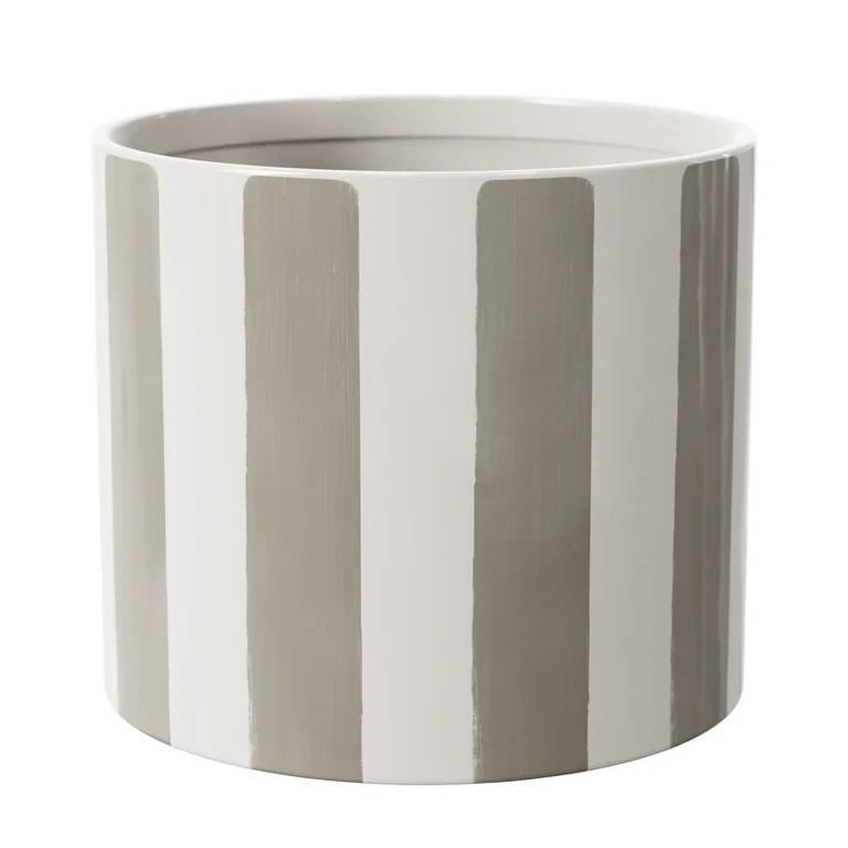 Mainstays Andrew 10" x 10" x 8.75" Round Birch Gray and Vanilla Dream Ceramic Planter | Walmart (US)