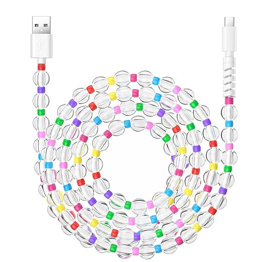 Aolcev USB C Cable 66W Fast USB A to USB C Charging Cable 6.6FT/2M Long Cute Beaded for iPhone Ch... | Amazon (US)
