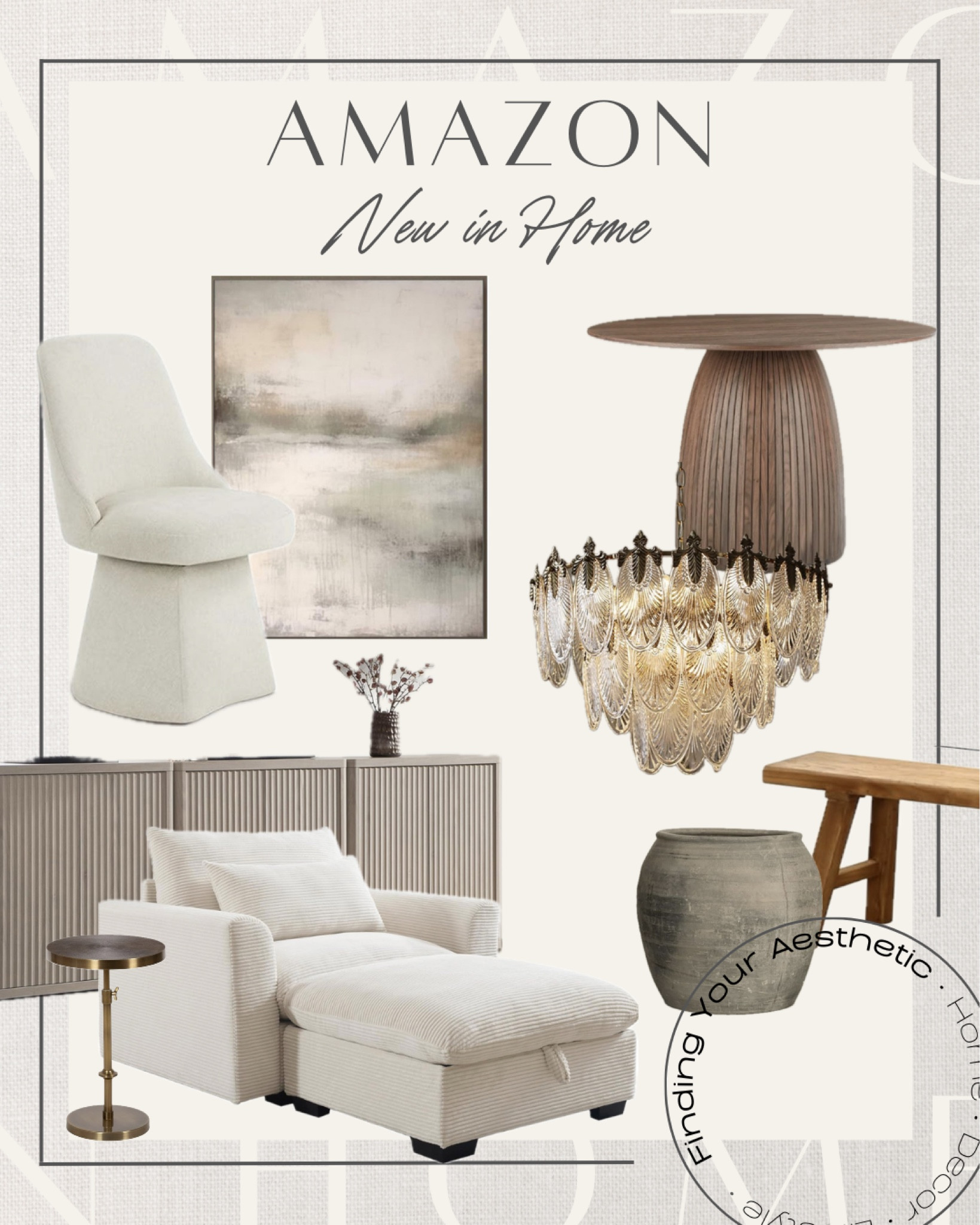 Amazon home new arrivals 

Fluted dining table // chandelier dining // rustic vase // wood bench // chaise lounge // fluted console // abstract art // designer inspired home // neutral dining chair // brass side table // Amazon styled home

#LTKStyleTip #LTKFamily #LTKHome