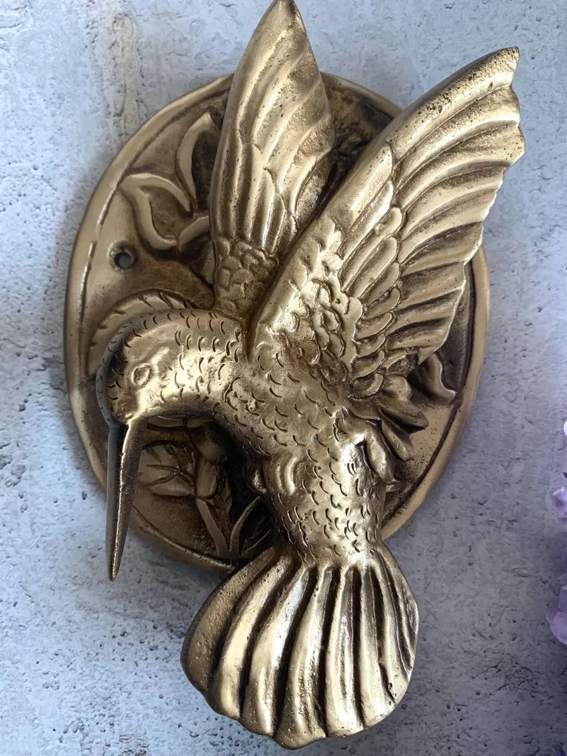 Brass Bird door knocker Beautiful handmade hummingbird door knocker in antique finish Front door ... | Etsy (Global)