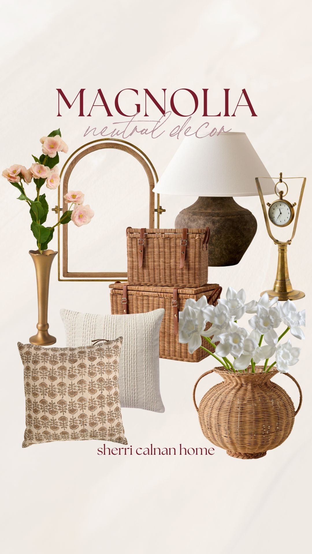 Magnolia neutral decor featuring warm woods, woven textures, and soft layered accents that add timeless charm while keeping the space calm and inviting.
 Magnolia home decor, neutral home styling, woven decor accents, organic modern decor, coastal neutral accessories, timeless neutral home finds, sherri calnan home

#LTKHome