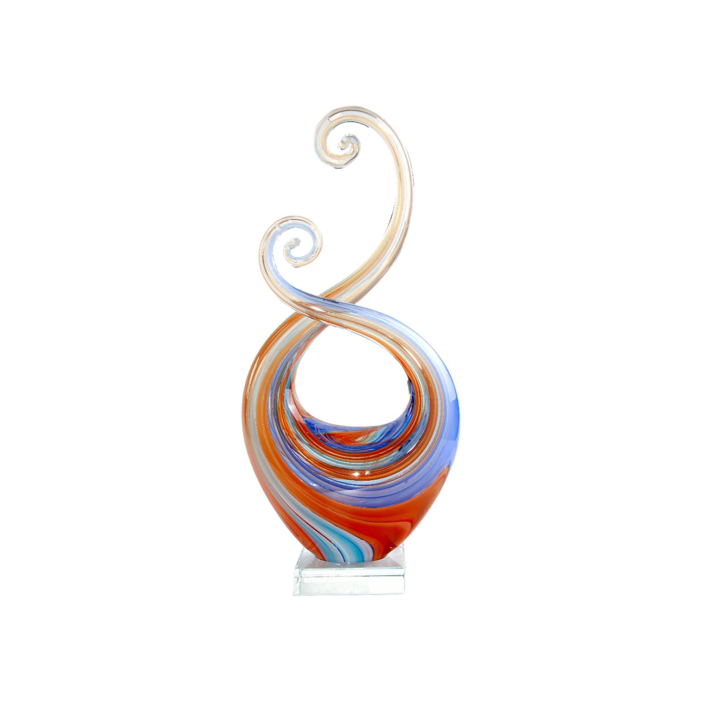 15" Tall Hand Blown Glass Abstract Sculpture with Base | Outdoor-Ready Handcrafted Glass Decor fo... | Amazon (US)