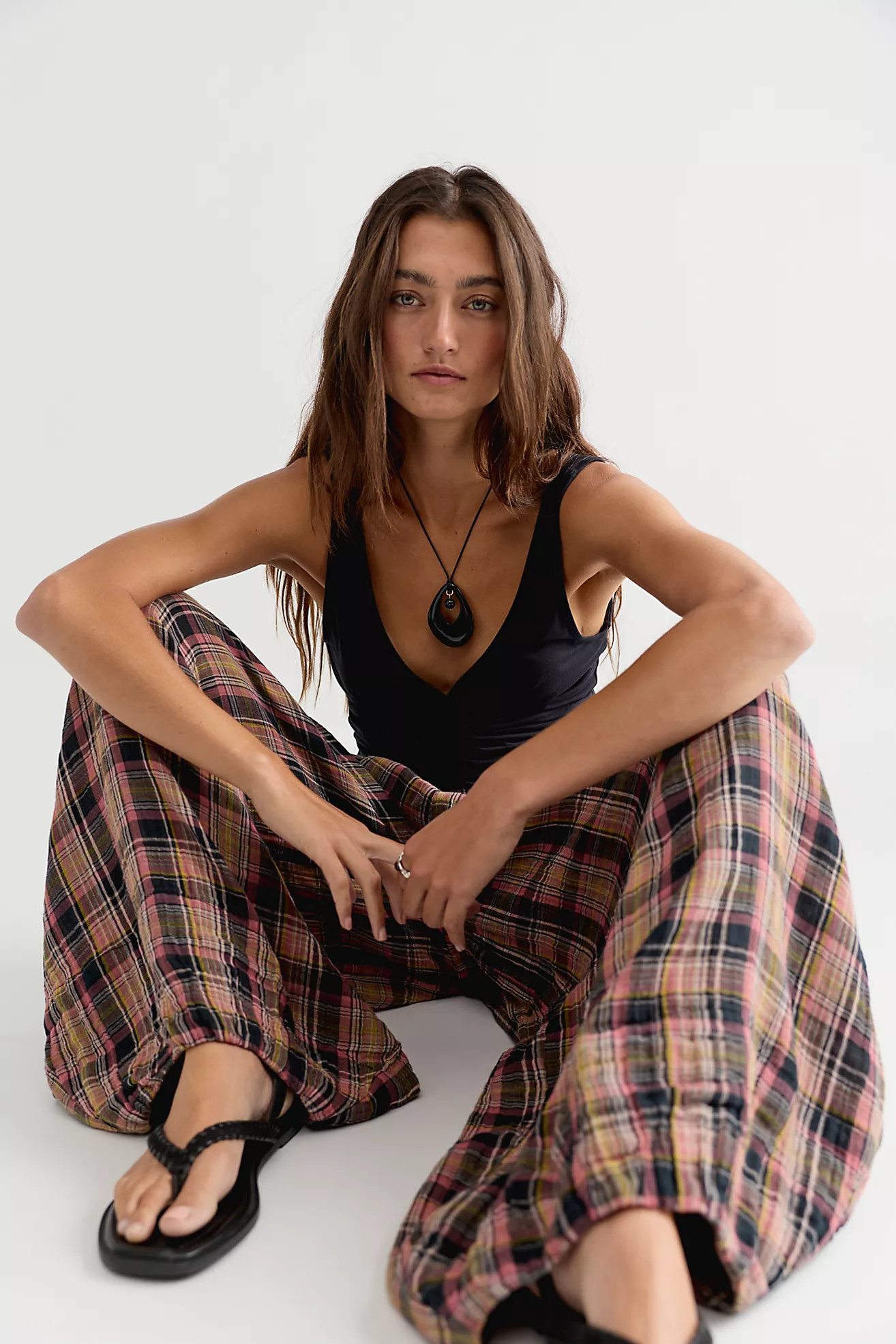 Moonflower Plaid Pull-On Balloon Pants | Free People (Global - UK&FR Excluded)