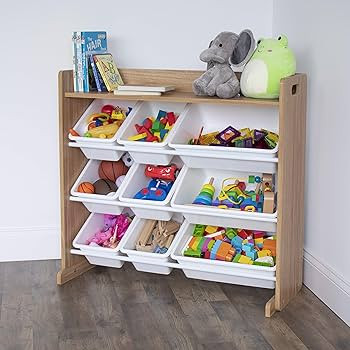 Humble Crew, Natural Wood/White Toy Organizer with Shelf and 9 Storage Bins | Amazon (US)