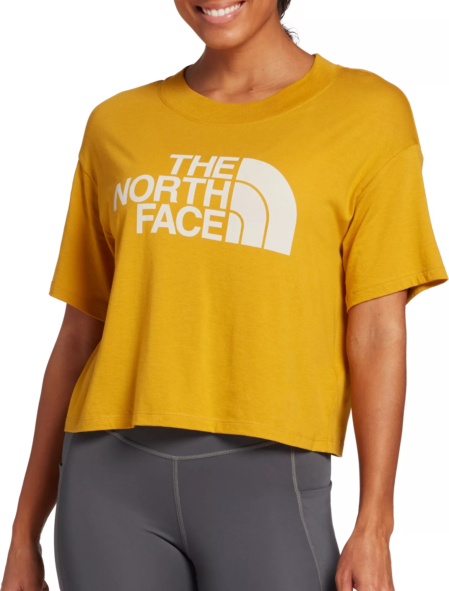The North Face Women's Half Dome Cropped Short Sleeve T-Shirt, XL, Arrowwood Yellow | Dick's Sporting Goods