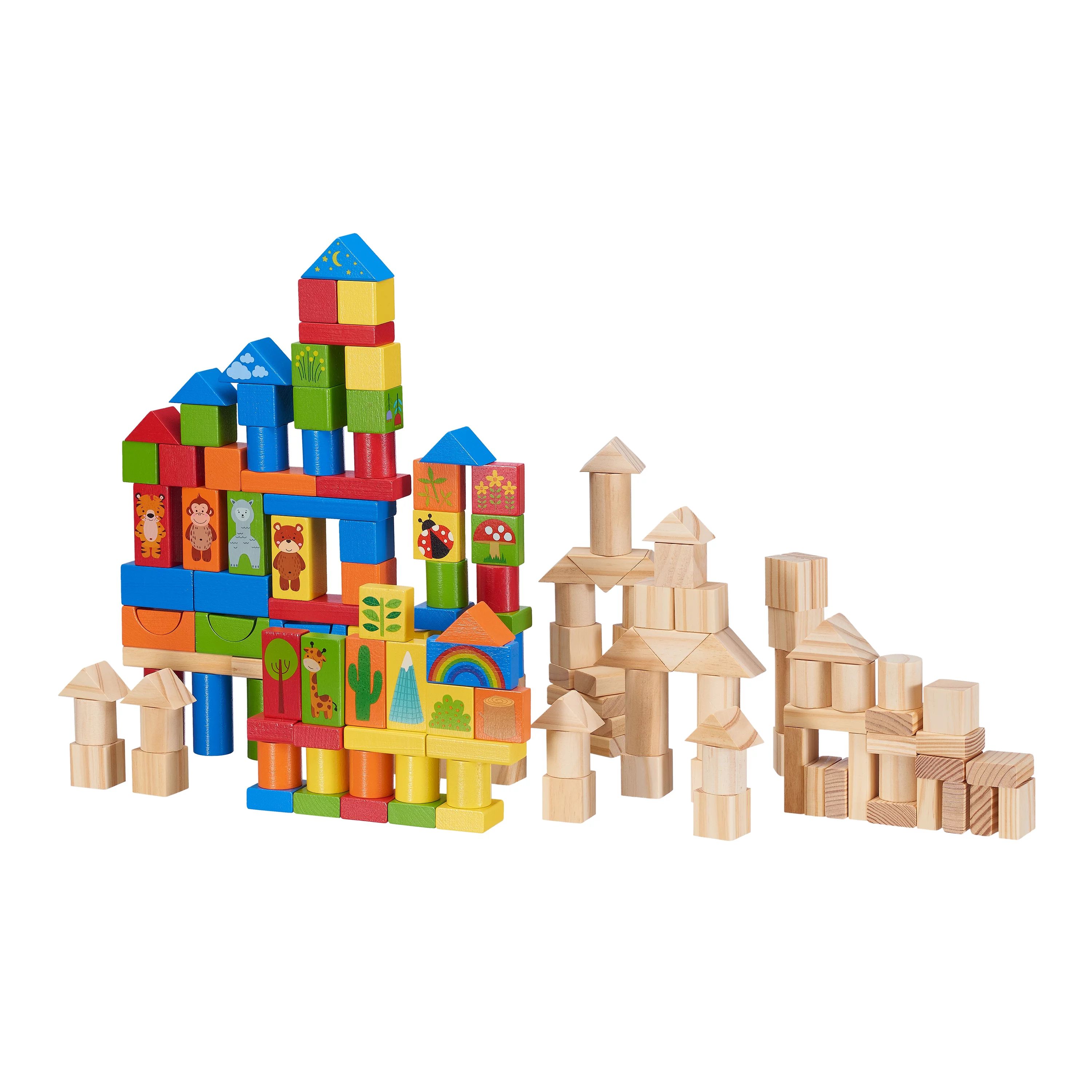 Spark. Create. Imagine. Wooden Animal Blocks with Shape Sorting Lid, 150 Pieces | Walmart (US)