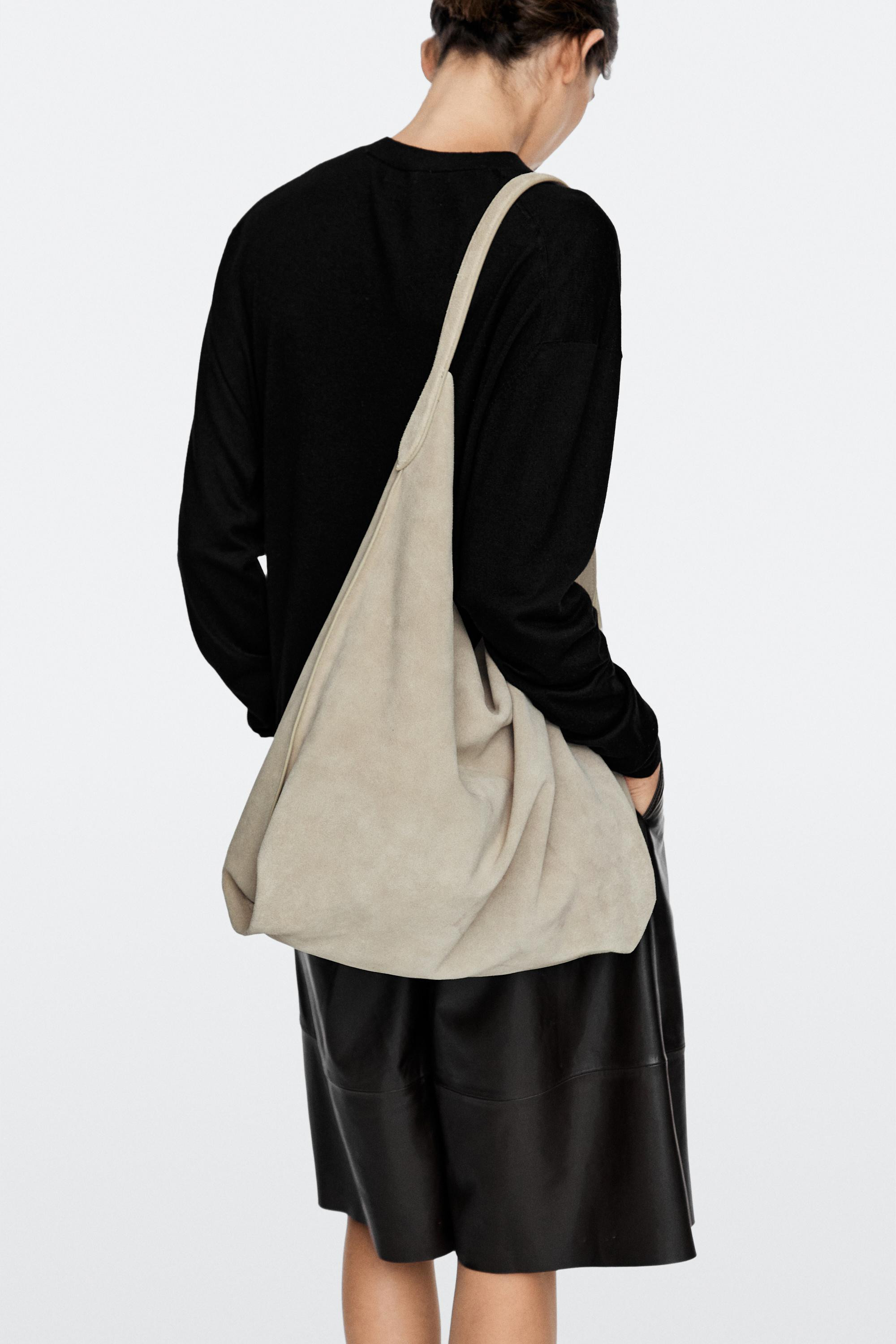 Maxi-Schultertasche aus Rauleder | Massimo Dutti DE