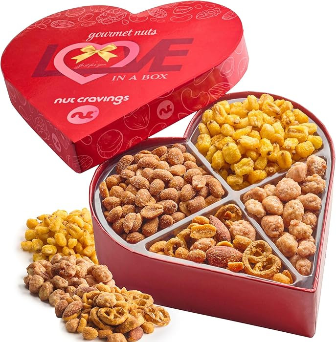 NUT CRAVINGS - Valentines Day Mixed Nuts Heart Shaped Gift Basket, Love in A Box (4 Assortments) ... | Amazon (US)