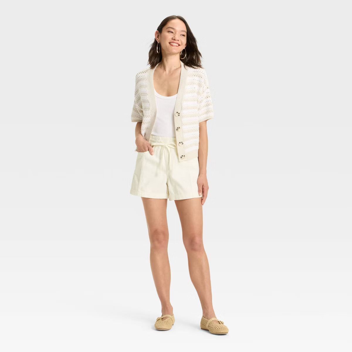 Women's High-Rise Drawstring Denim Beach Shorts - Universal Thread™ | Target