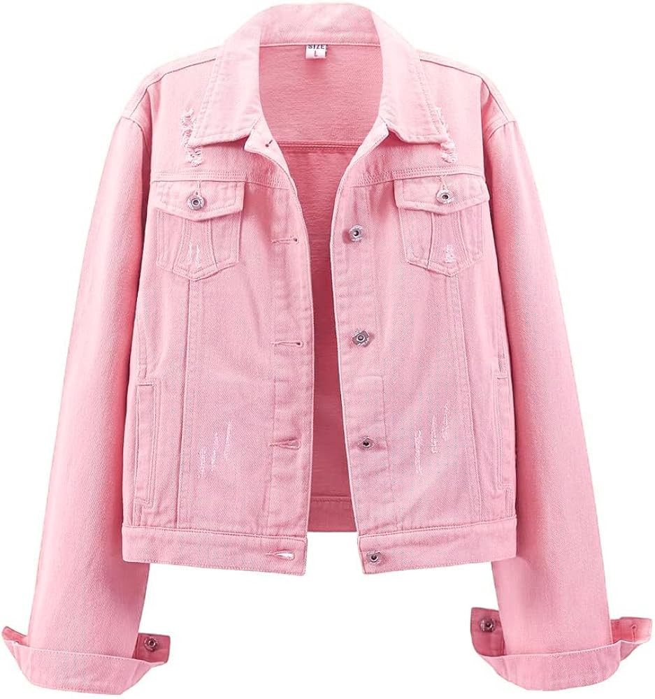 Kedera Womens Denim Jackets Distressed Ripped Long Sleeve Jean Jacket Coats | Amazon (US)