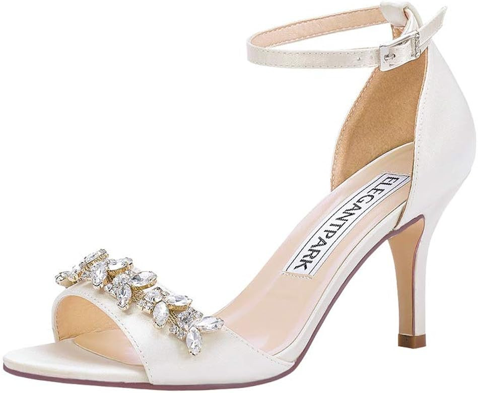 ElegantPark HP2021 Heels for Women Ankle Strap Sandals for Women Peep Toe High Heeled Sandals Sat... | Amazon (US)