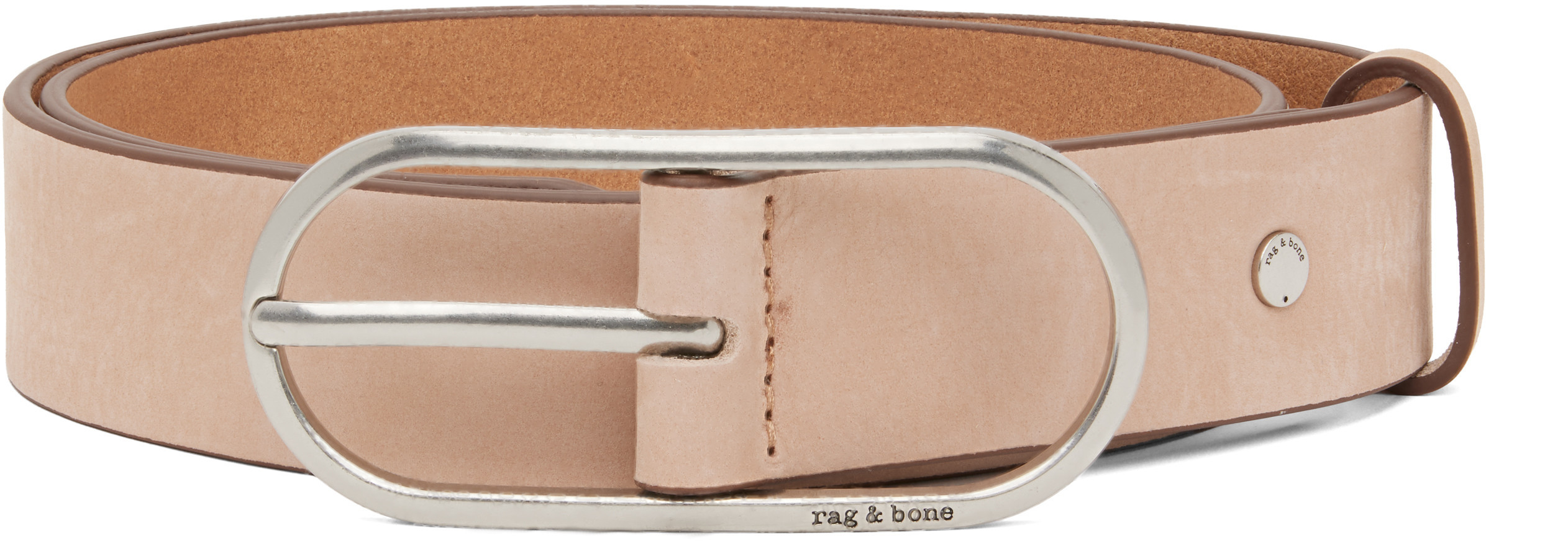 rag & bone Beige Rounded Rebound Suede Belt | SSENSE