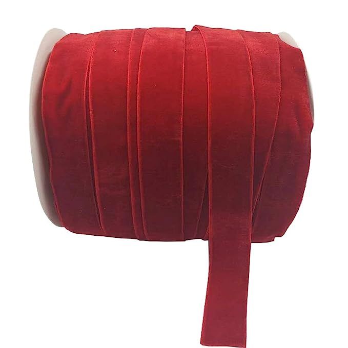 10 Yards Velvet Ribbon Spool Available in Many Colors (Red, 1") | Amazon (US)