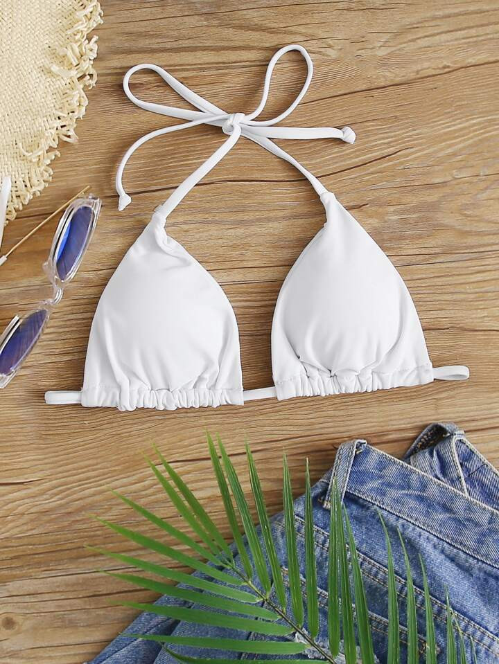 SHEIN Swim Summer Beach Tie Back Triangle Bikini Top | SHEIN