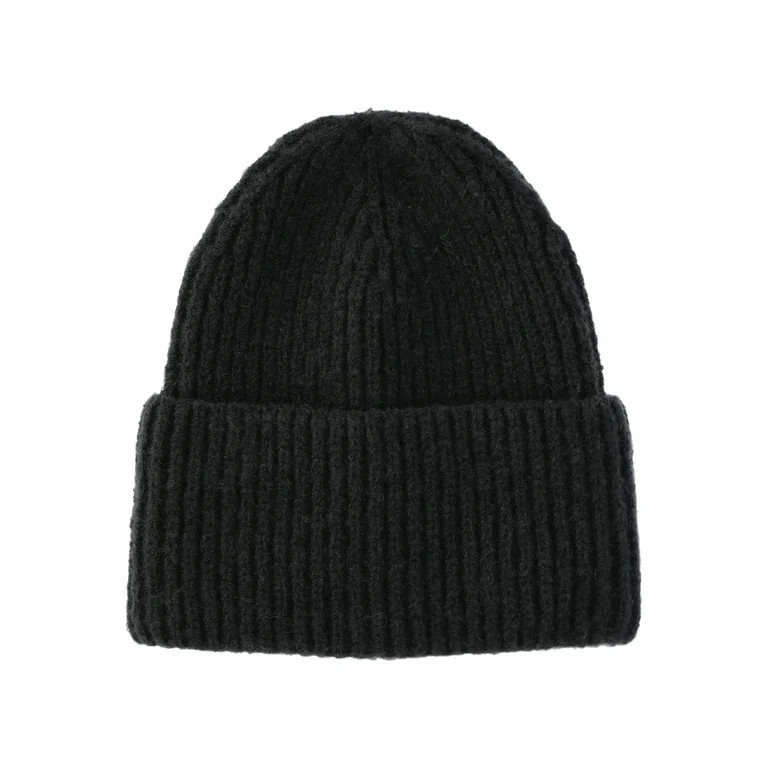 No Boundaries Women's Ribbed Fisherman Winter Beanie, Black Soot - Walmart.com | Walmart (US)